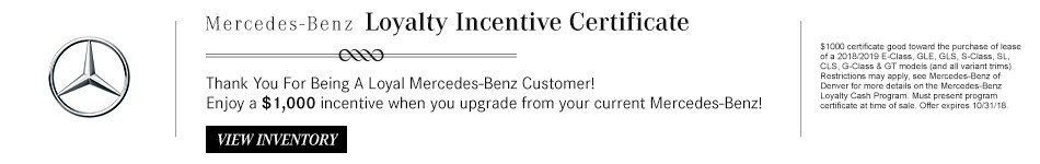 Mercedes-Benz Loyalty Incentive Certificate