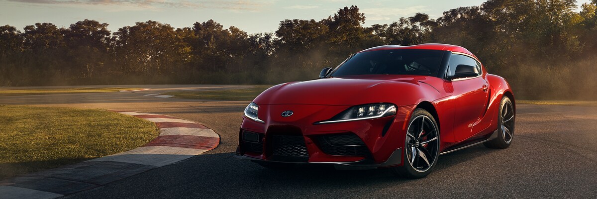 Toyota GR Supra Toyota GR Supra sports car parked on a track