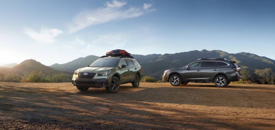 Two Subaru Outback Outside Subaru Outback SUVs Medford, OR