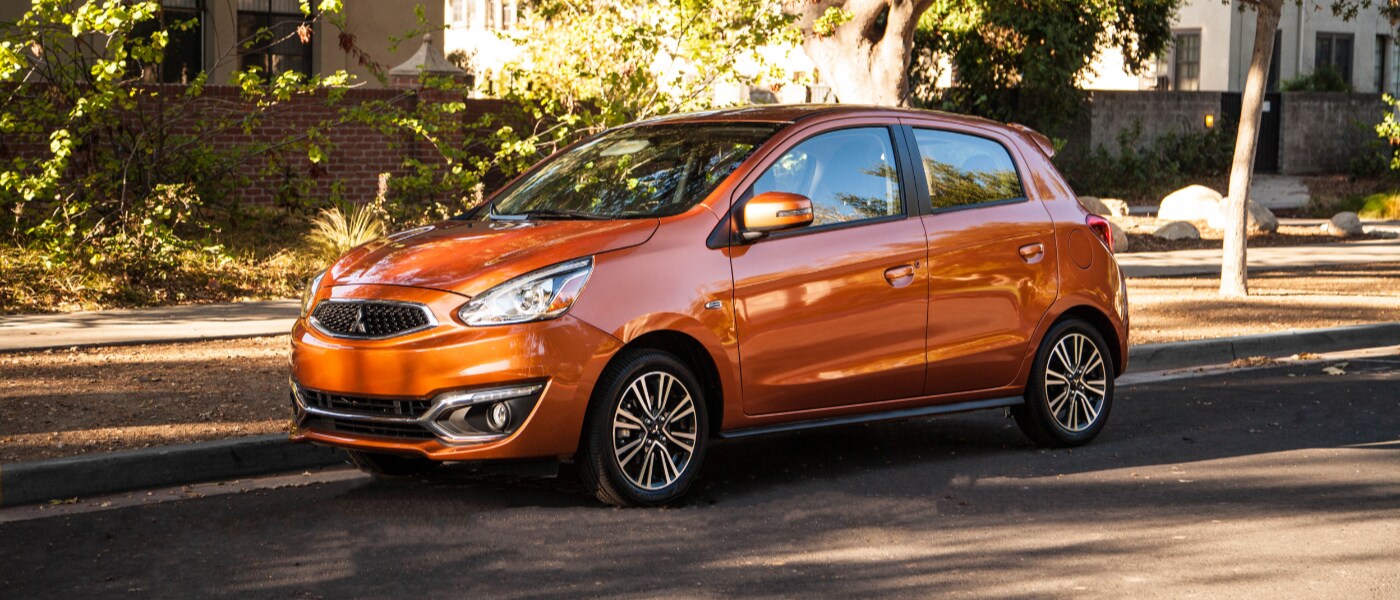 Orange 2019 Mitsubishi Mirage side view