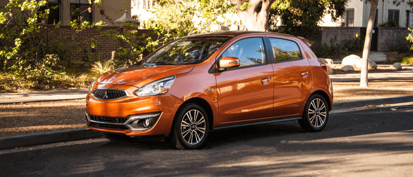 Orange 2019 Mitsubishi Mirage side view