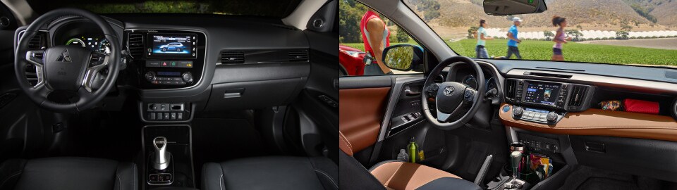 2018 Mitsubishi Outlander PHEV & Toyota Rav4 Hybrid Interior
