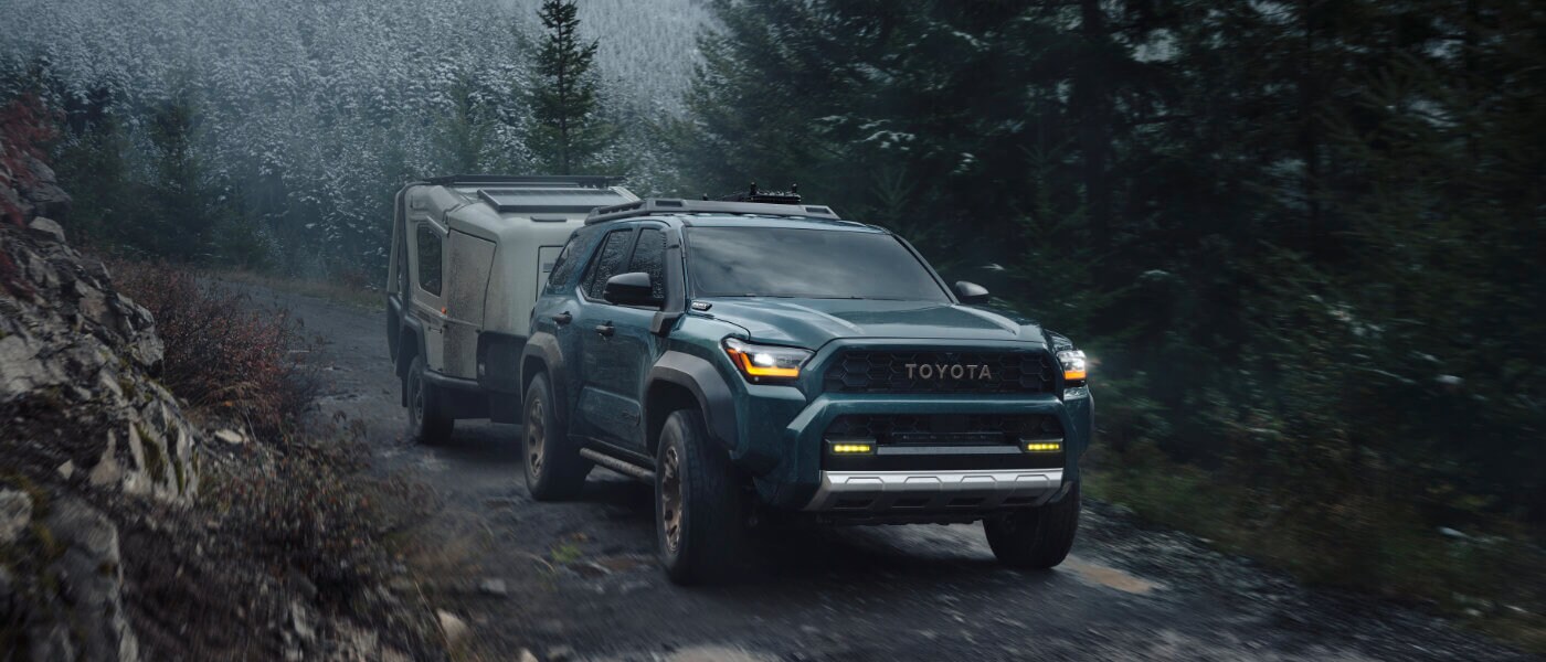 2025 Toyota 4Runner Exterior Towing Trailer On Foggy Forest Road