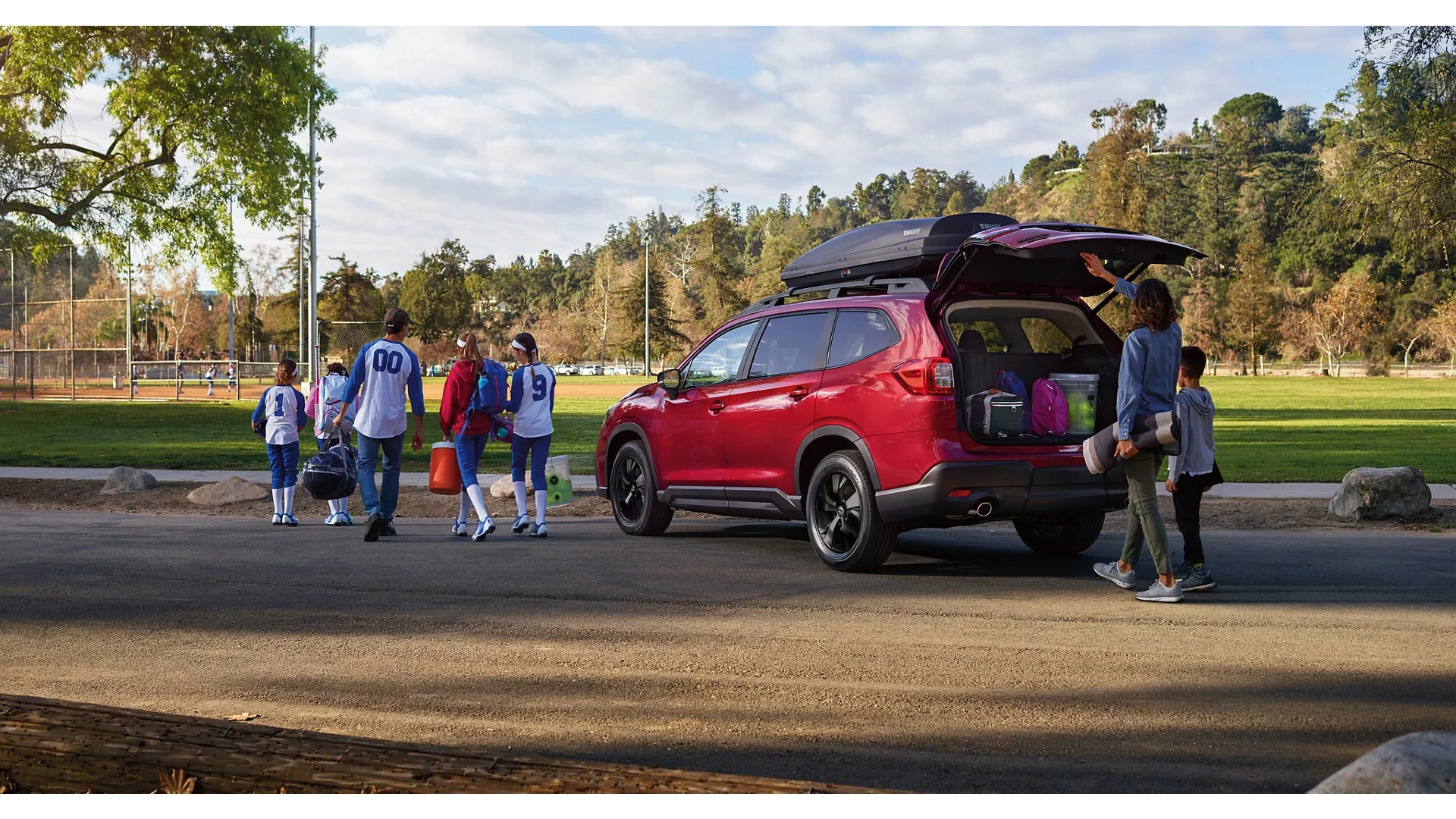 2026 Subaru Ascent Premium in Crimson Red Pearl with accessory equipment