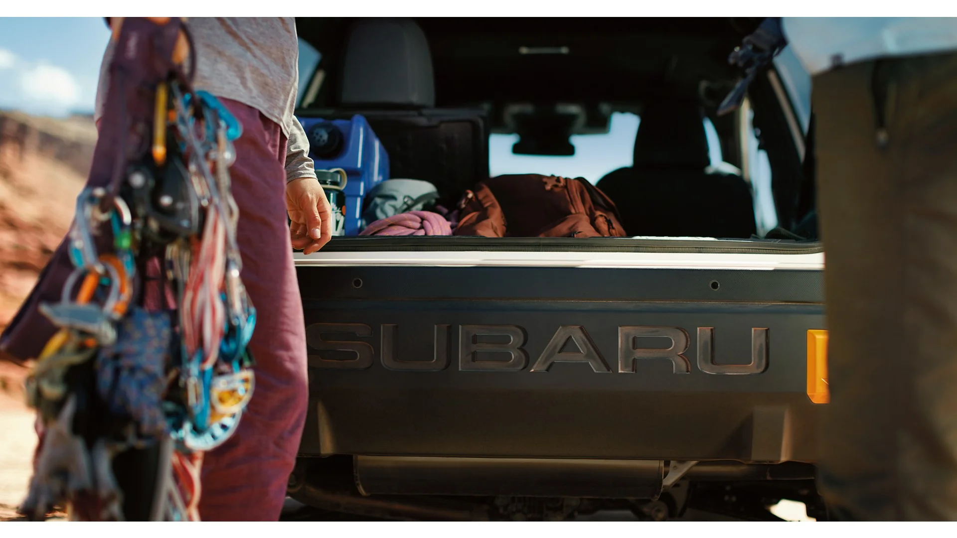 Rear cargo area of the Subaru Crosstrek Wilderness with the tailgate open