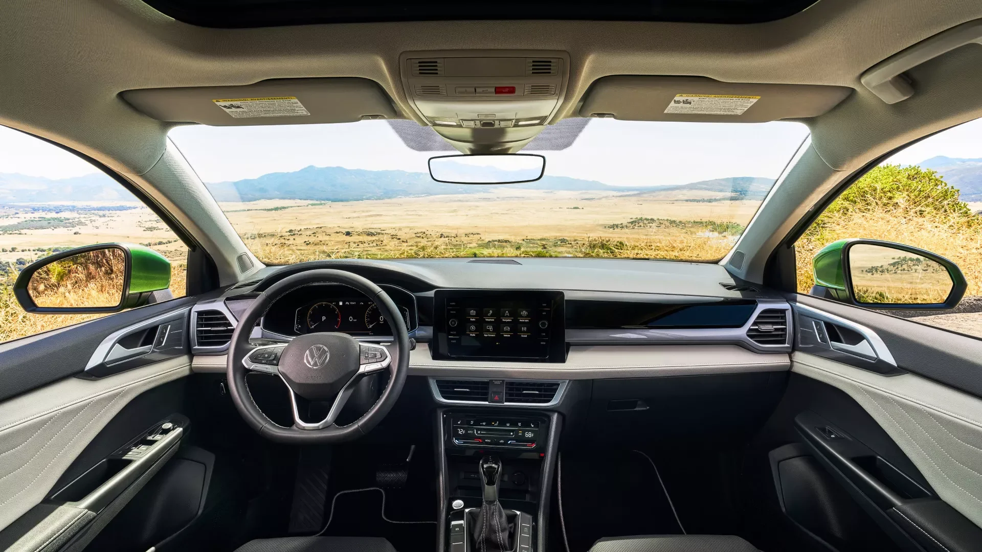 2026 Volkswagen Taos interior looking out windshield, IQ.DRIVE technology