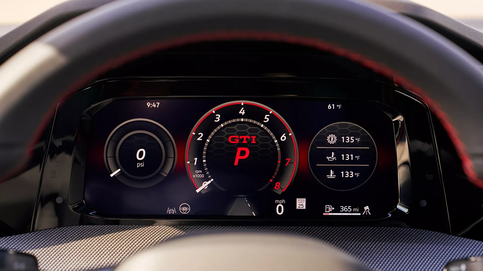 2026 Golf GTI digital driver display — performance readout