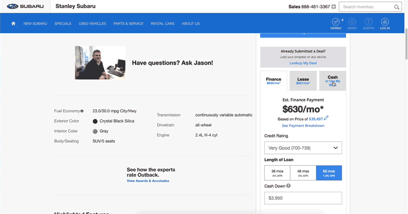 gif cycling through the options of financing, leasing, or purchasing outright