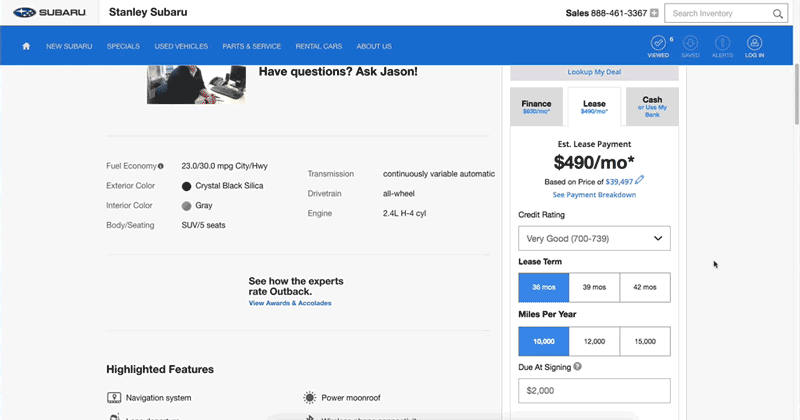 gif showing the transition to the trade estimation after selecting the add trade button