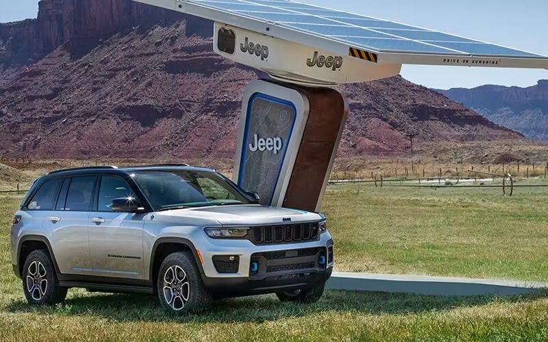 Jeep EV SUV at charging station