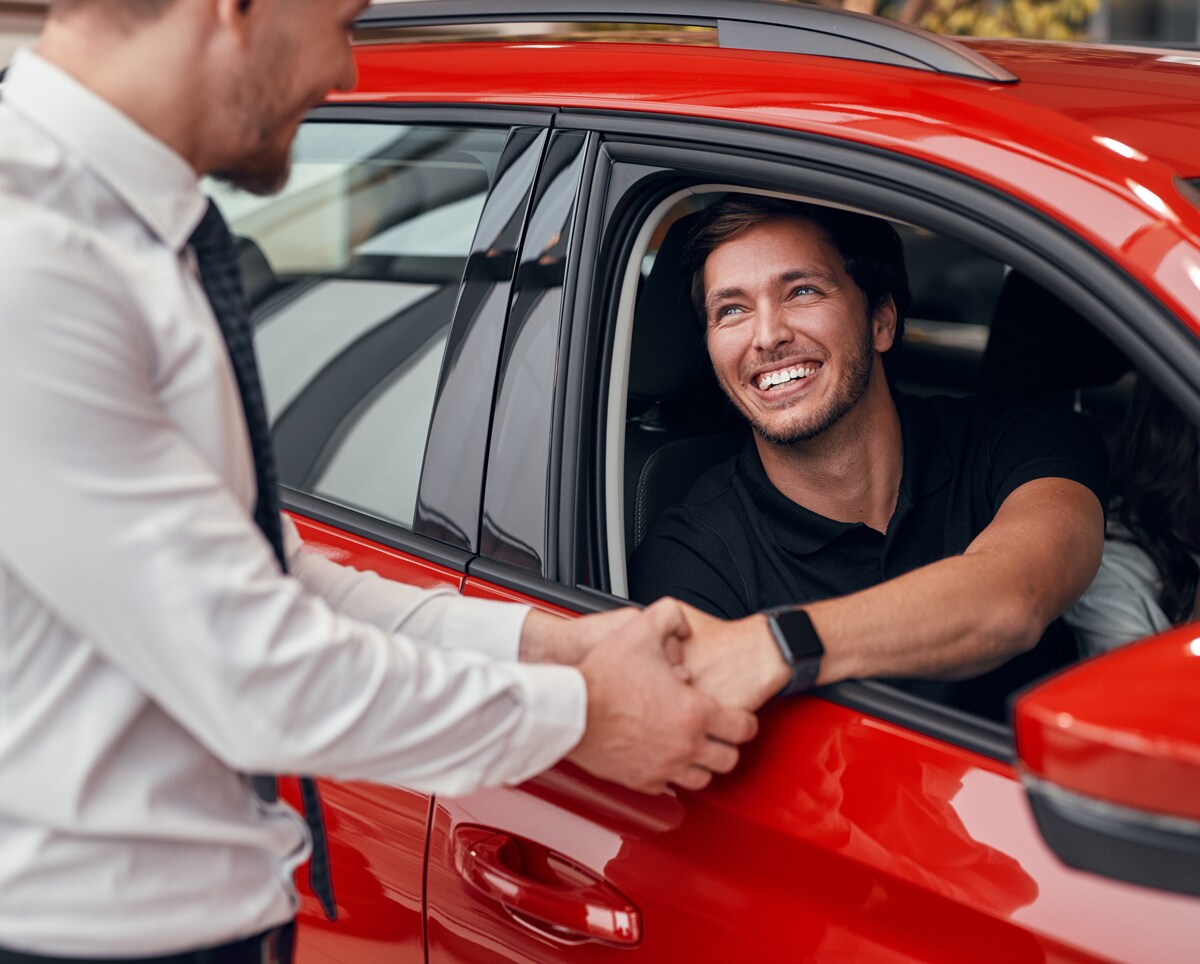 Happy car buying customers
