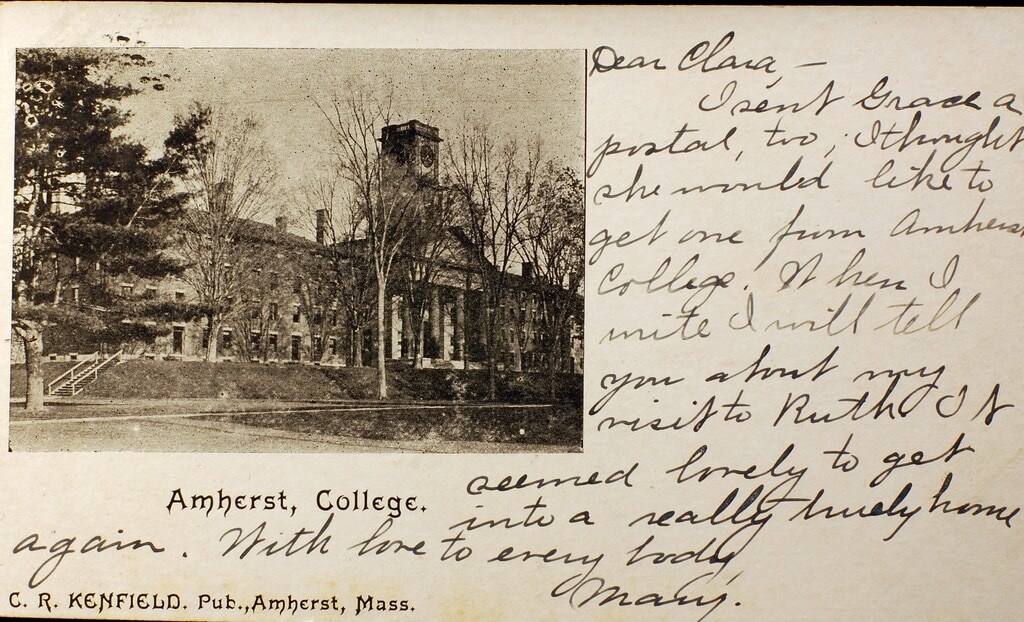 Amherst College postcard from Amherst College from 1900