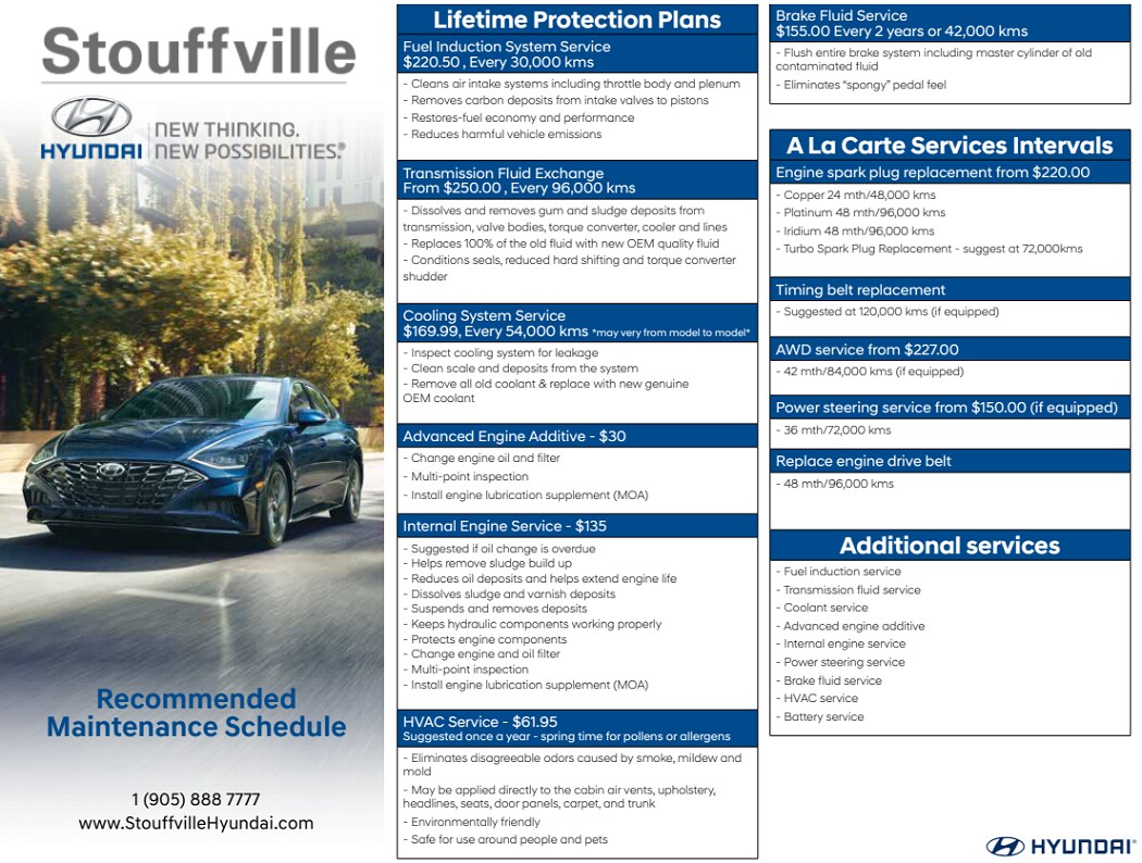 Recommended Maintenance Schedule - Stouffville Hyundai Recommended Maintenance Schedule - Stouffville Hyundai