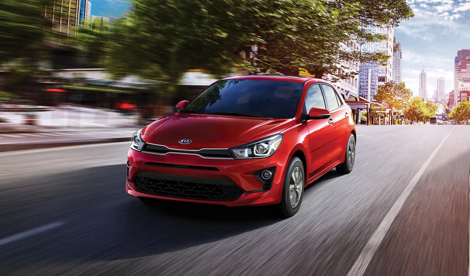 2021 Kia Rio In Red 2021 Kia Rio In Red Driving down road