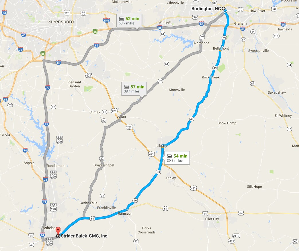 Burlington, NC to Strider Subaru Directions..PNG