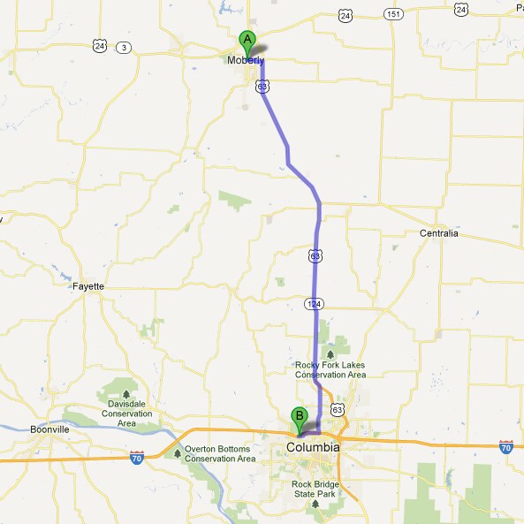 Moberly to Columbia