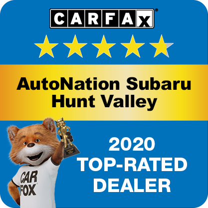 AutoNation Subaru Hunt Valley Recognized as a CARFAX Top-Rated Dealer 2020 CARFAX Top-Rated Dealer badge