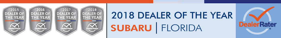 SOJAX named DealerRater's 2018 FL Subaru Dealer of the Year - 4 years in a row