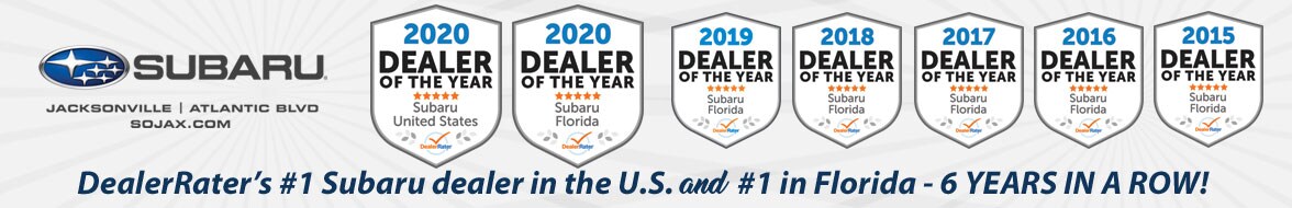 SOJAX DealerRaters #1 Subaru Dealer in FL 6 years in a row
