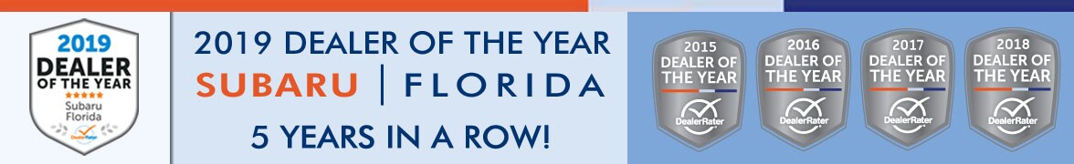 Subaru of Jacksonville Subaru Dealer of the Year 5 years in a row.