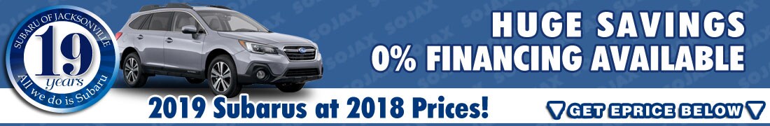 2019 Subarus at 2018 prices at Subaru of Jacksonville
