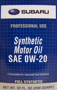 Subaru Synthetic Motor Oil 0-20 for 2011 Forester