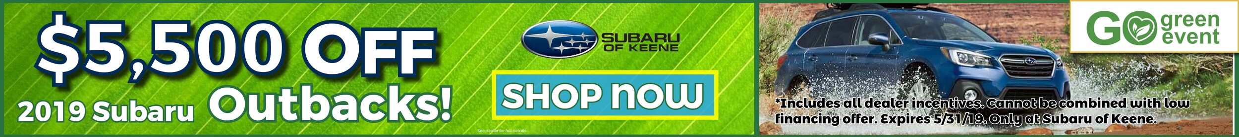 $5,500 Off 2019 Outbacks at Subaru of Keene!