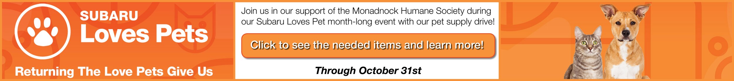 Subaru Loves Pets Through October 31st