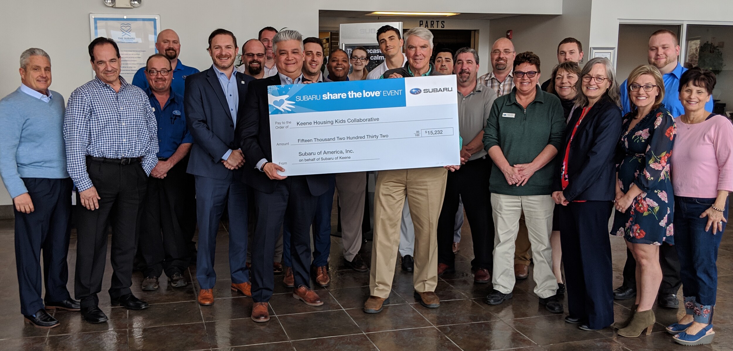 Subaru of Keene and Subaru of New England Donates $15,232 to the Keene Housing Kids Collaborative through the Subaru Share The Love program!