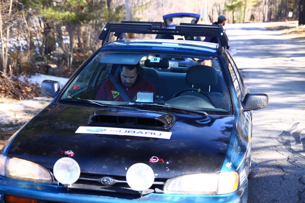 Chris Regan navigating Jamie's 1995 Subaru Impreza on TSD rally's