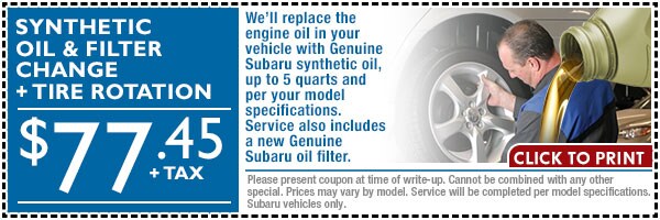 Synthetic Oil & Filter Change + Tire Rotation