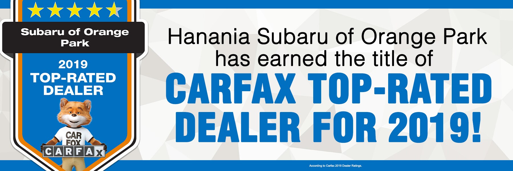 Subaru of Orange Park is a Carfax Top-Rated Dealer