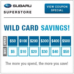 Click to view our wild card service special at Subaru Superstore of Surprise Click to view our wild card service special at Subaru Superstore of Surprise