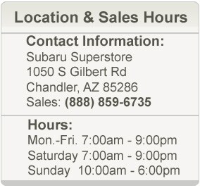 Subaru Superstore of Chandler Sales Hours & Location
