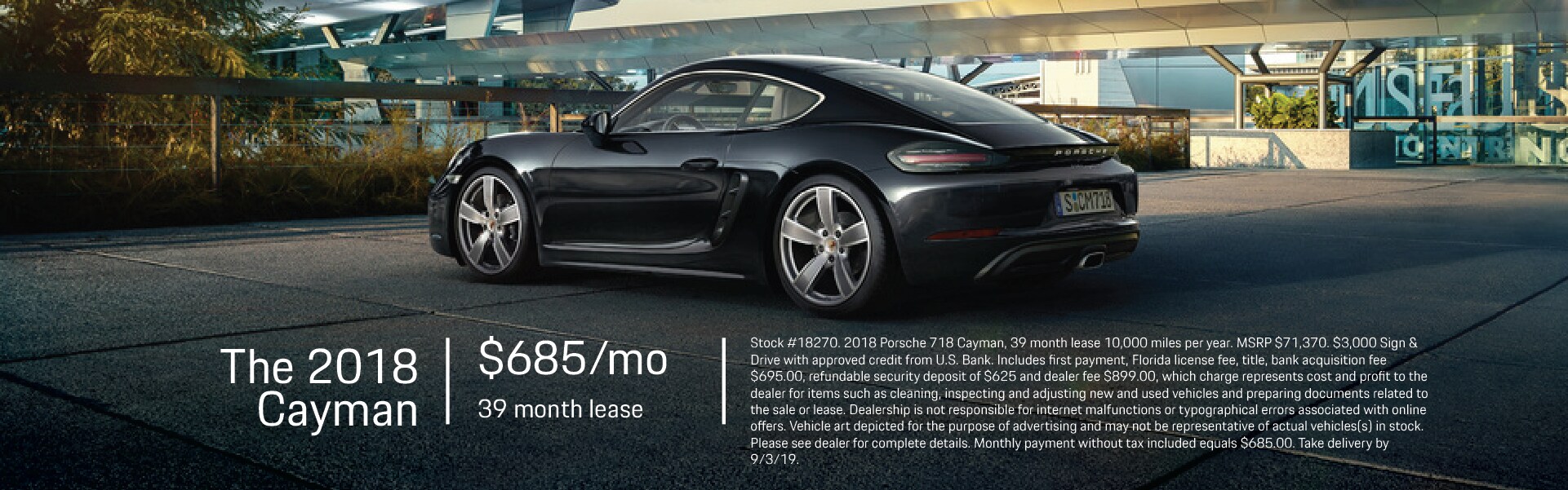 Lease a 2018 Cayman starting at $685 per month