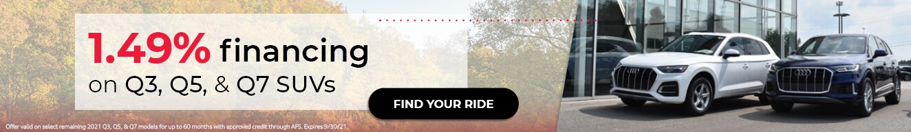 Audi Middleburg Heights -Purchase a 2021 Q3, Q5, or Q7 Model with 1.49% financing