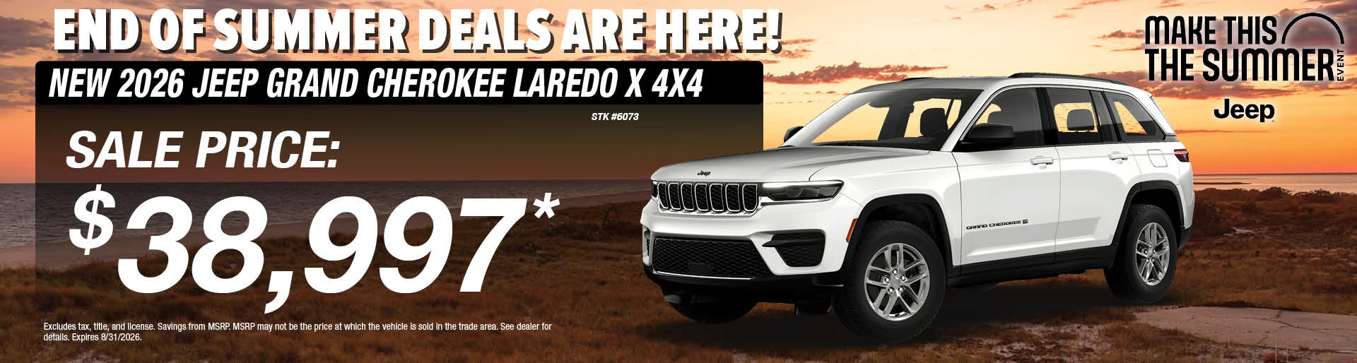 New 2026 Jeep Grand Cherokee Laredo X Offer | Sunnyside CDJR