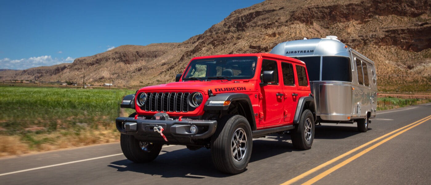 2024 Jeep Wrangler towing an airstream