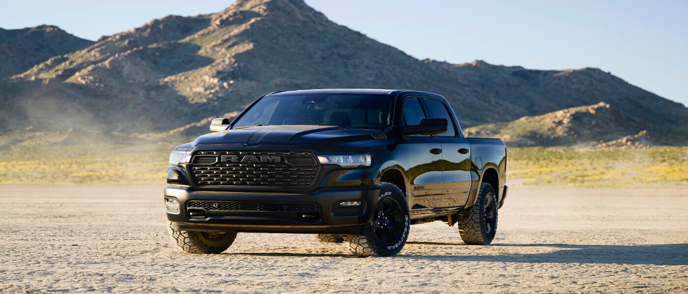 2026 Ram 1500 parked in desert with mountains