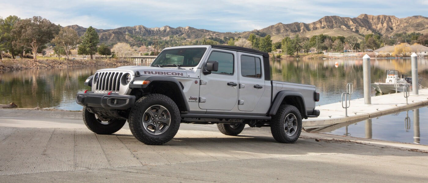2021 Jeep Gladiator parked on a boat doc