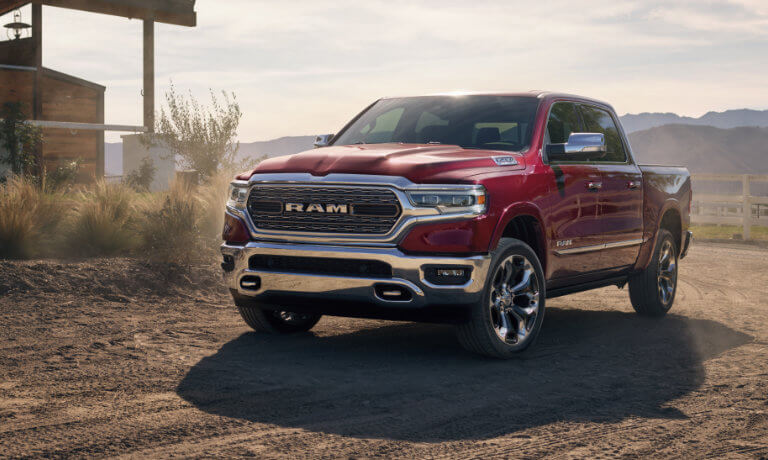 2021 Ram 1500 parked outside a farm
