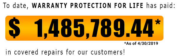 WPFL counter - $1,485,789.44 paid as ofMay 2019.png Warranty Protection For Life has saved customers $1,485,789.44 as of May 2019
