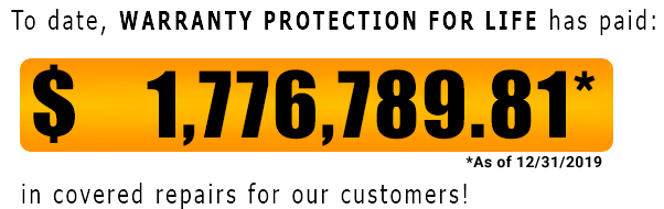 Warranty Protection For Life has paid out 1,776,789.81 in covered claims since 12-31-2019 Warranty Protection For Life has paid out 1,776,789.81 in covered claims since 12-31-2019