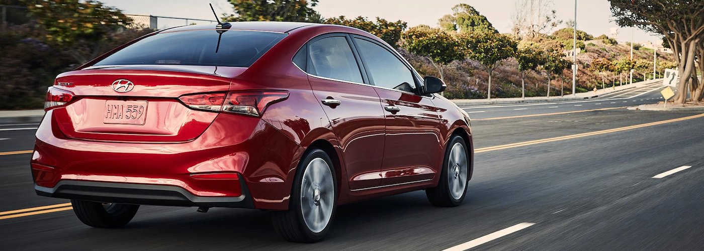 Red 2020 Hyundai Accent on Highway