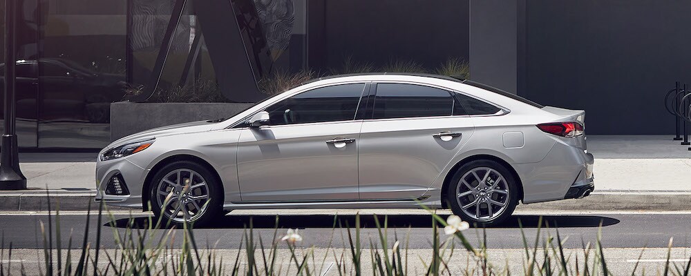 Silver 2019 Hyundai Sonata Parked in City