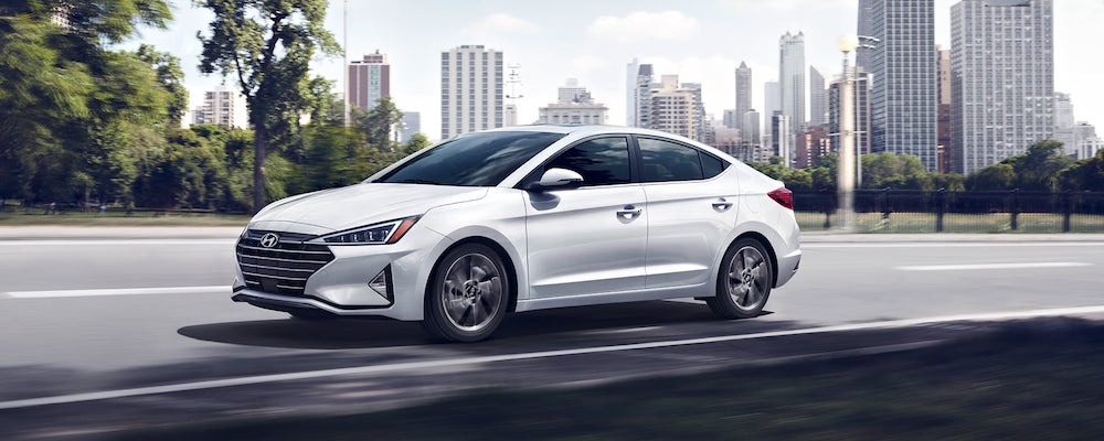 White 2020 Hyundai Elantra Driving Near City