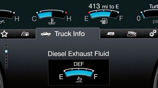 The 2019 Ford F-Series Chassis Cab provides real-time measurement of how much diesel exhaust fluid is stored