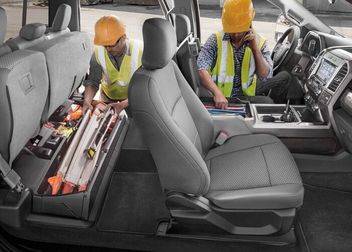 Storage space inside the 2019 Ford F-350