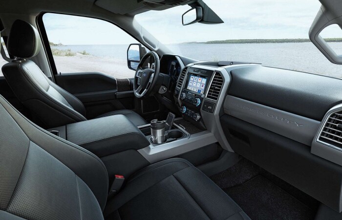 The spacious interior of the 2019 Ford F-250