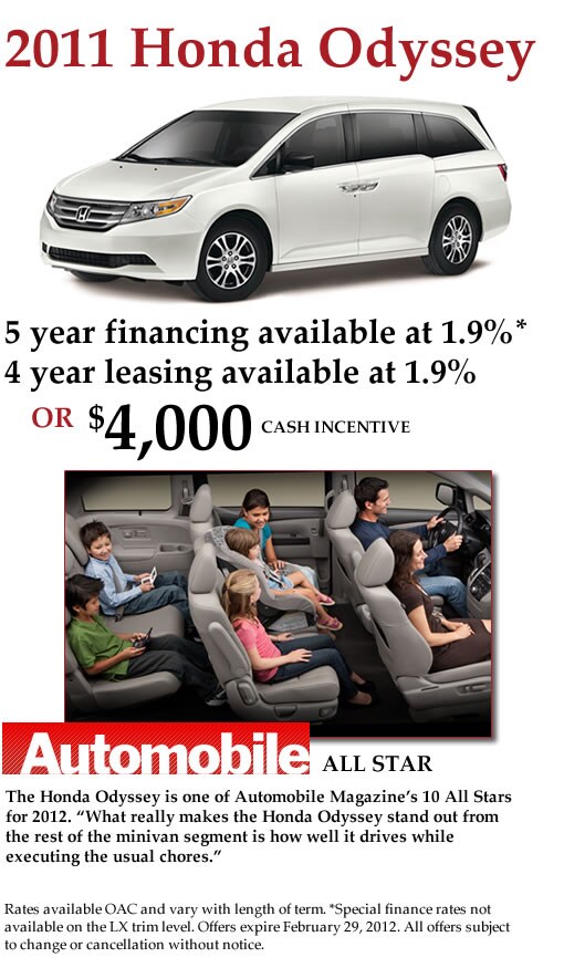 New 2011 Honda Odysseys for Sale